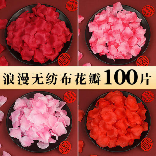 Liuying (liuying) artificial rose petals wedding confession decoration hand-spreading flowers Valentine's Day proposal making romantic wedding room decoration supplies light pink one pack (about 100 pieces)