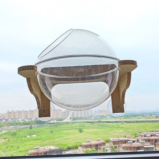 Ventosa para gatos Montado en la pared Vidrio sin perforaciones Columpio para gatos Hamaca Nido para gatos de madera maciza Escalera grande de lujo Cápsula espacial Rascador para gatos Resistente al desgaste Garra resistente a los rasguños Juguete para gatos Muebles de pared Plataforma de buceo de 1 metro de pie