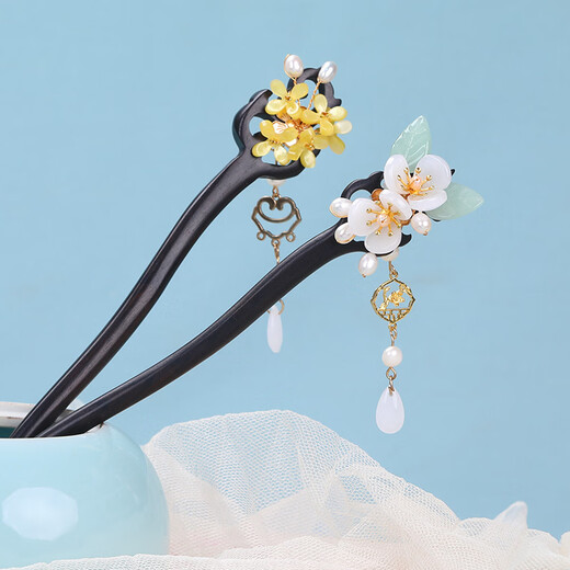 Wanbaozi classical hairpin, antique sandalwood hairpin, rocking wooden hairpin, high-end new Chinese tassel hairpin, wooden hairpin, Ximeng