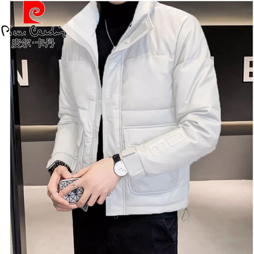 Pierre Cardin lint jacket for men 2026 new stand-up collar trendy brand short large size handsome winter jacket for men winter black M 80-110Jin Jin is equal to 0.5 kg