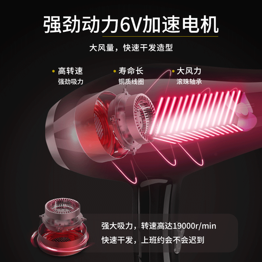 Zaoyu Hair Dryer Hair Salon Special High Wind Negative Ion Hair Dryer Home High Power Barber Shop Blue Light Hair Dryer Constant Temperature Hair Care Large Air Volume Low Noise Quick Drying 2200W Professional Salon High Power Quick Drying Hair Dryer