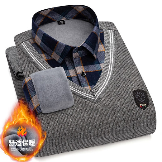 Nobel Paul (Nobolpaul) Séter para suéter masculino para otoño e invierno, además de un suéter en Velvet en terciopelo, suéter elástica de dos piezas de dos piezas para ropa de otoño para hombres My15618 L [recomendado 100-120 Jin [Jin iguala 0.5 kg]]