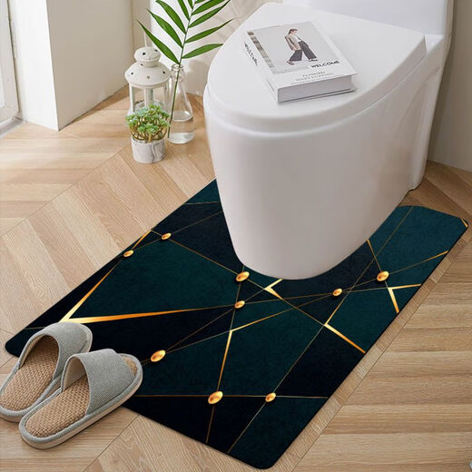 Baijiyuan Nordic style U-shaped toilet mat foot pad toilet toilet pedal waterproof pvc anti-slip pad toilet floor mat can be scrubbed impression gradient 50*60cm [standard version size]