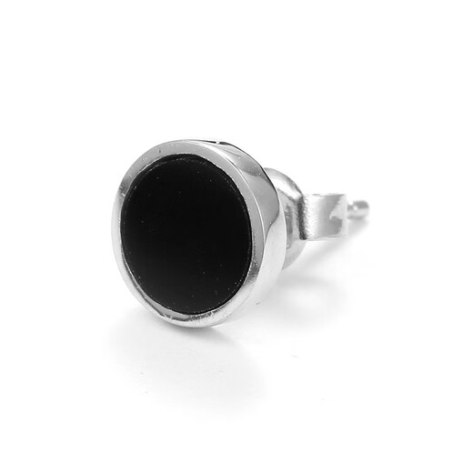 PT950 platinum fashionable black agate earrings for men and women European and American style atmospheric earrings (single) cool cover hip-hop