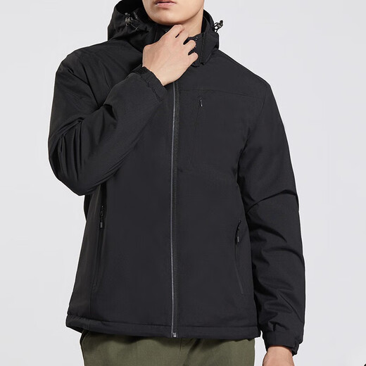 Brelrmmon Plus Samtjacke Windbreaker Männer und Frauen Schweißjacke einschicht einschichten Herbst und Winter Windproof warme Weichschale Arbeitspeakkleidung koreanische Version Outdoor Jacke 9930a Obsidian Black-Men [Solid Color] XL