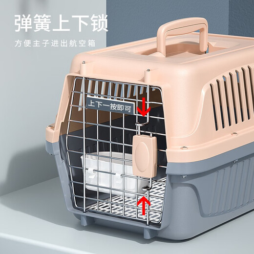 喵先生宠物航空箱猫咪狗狗航空箱便携式猫箱子外出猫包太空舱车载托运箱 奶灰色（48*30*33cm）