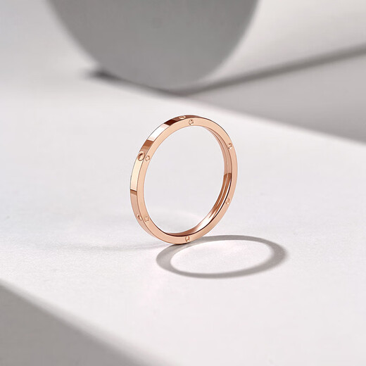Saturday Fortune (ZLF) interlocking series 18K gold ring simple rose gold car flower versatile plain ring No. 14 red-(0.7-1.1g)