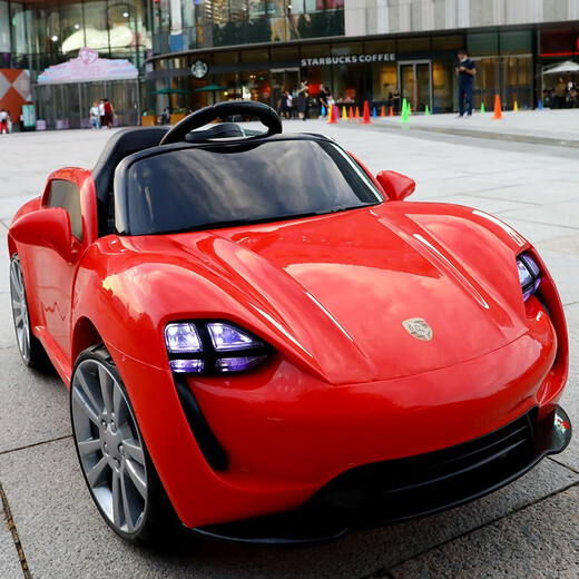 Aitong children's electric car four-wheel dual drive remote control car male and female baby charging stroller children's toy car can sit on top with big red + dual drive + Bluetooth + pull rod + hard seat