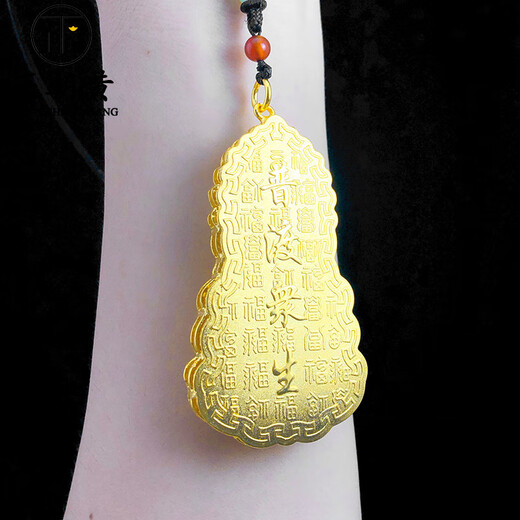 Zhengchao yellow sand gold-plated Guanyin pendant for men, large hollow exaggerated necklace, gold-plated pendant, domineering boss style that will not fade for a long time, large size, height 78mm, width 42mm, weight 44g
