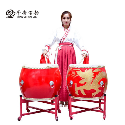 千音百韵牛皮大鼓成人龙鼓中国红舞狮鼓儿童演出战鼓木质堂鼓威风锣鼓乐器 12寸高邦红鼓+鼓棒+鼓架
