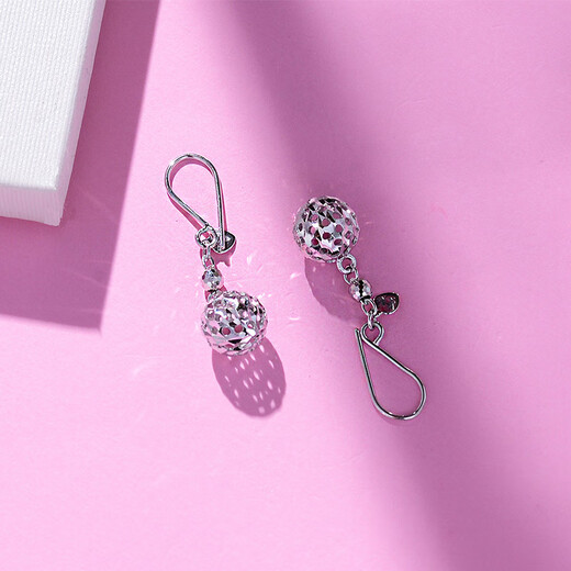 Yuanshengfu's new PT950 high-quality hollow ball platinum earrings, fashionable and versatile platinum earrings, ear hooks 2.42g
