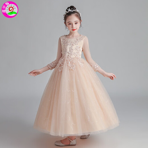 Children's knitted girl princess dress flower girl dress dress wedding dress children's dress tutu skirt children's program performance dress long wine red 160