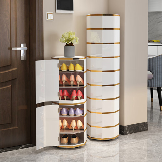 CORUSCATE rotating shoe cabinet home entrance porch corner corridor entry door storage artifact space-saving shoe rack steel locker 35 diameter 86CM high + 127CM combination other colors complete