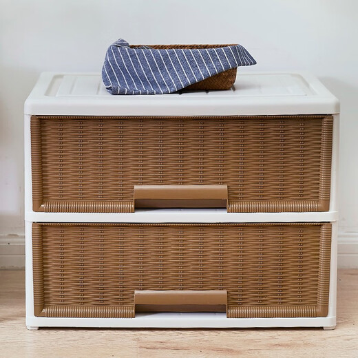 
Interactive space drawer storage box imitation rattan wardrobe transparent storage box clothes underwear home dormitory plastic finishing box storage cabinet 9717 large size 3 floors width 56.8 depth 39 height 62