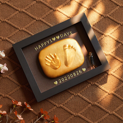 Mu Chen Shiguang Baby's one-year-old hand and foot print mud souvenir baby's 100-day hand and foot print Newborn hand print 8-inch vertical version丨Available before half a year old
