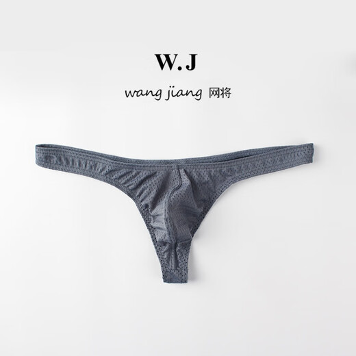 European and American men's sexy underwear low-waist sexy nylon ice mesh breathable thong t-pants white.. S