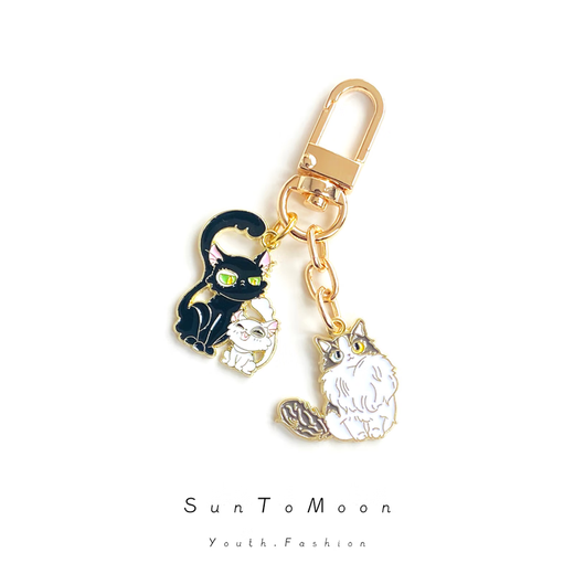 SunToMoon铃芽之旅可爱小猫咪钥匙扣卡通合金女生闺蜜包包AirPods挂件饰品 黑猫咪-钥匙扣