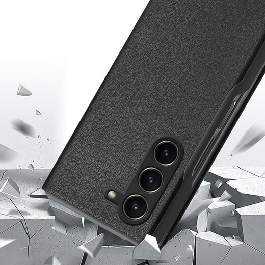 Taras suitable for Samsung z fold5 mobile phone case w24 heart-to-the-world folding screen flip anti-fall protection leather case Fold5 dark black