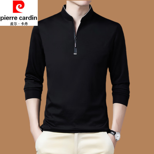 皮尔卡丹（pierre cardin）春秋季新款男士纯棉亲肤长袖T恤半拉链立领卫衣大码宽松百搭上衣 QPD-6625玫红【春秋薄款】 有口 175/88A 建议130-150斤
