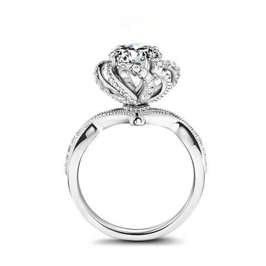 K gold moissanite ring new product D color moissanite diamond ring rose bud fountain model simulated silver finger main diamond 1 carat size 9