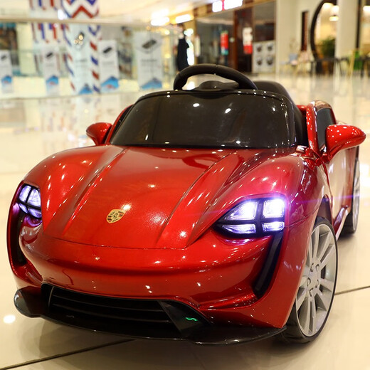 Aitong children's electric car four-wheel dual drive remote control car male and female baby charging stroller children's toy car can sit on top with big red + dual drive + Bluetooth + pull rod + hard seat