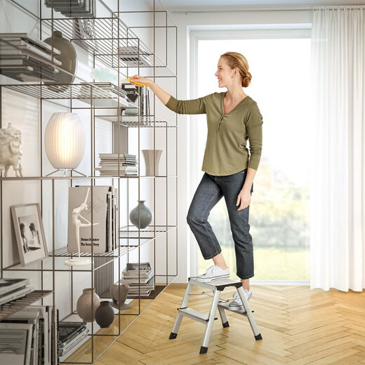 
Hailuo Hailo German brand Ladder household folding ladder herringbone ladder thickened safe climbing multi-function step ladder 4442-701 Double-sided aluminum alloy Two-step ladder