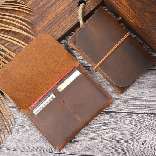 VANLEMN Denmark Study Abroad Head Cowhide Passport Pack Multi-function High-end Storage Certificate Pack Passport Clip Card Pack Black [First Cowhide Crazy Horse Leather]