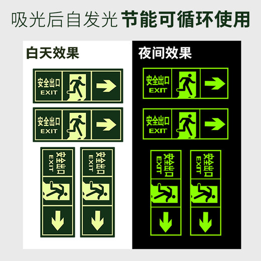 Quxing safety exit turn right 6 pieces PVC wall stickers self-adhesive fire safety evacuation escape direction warning signs