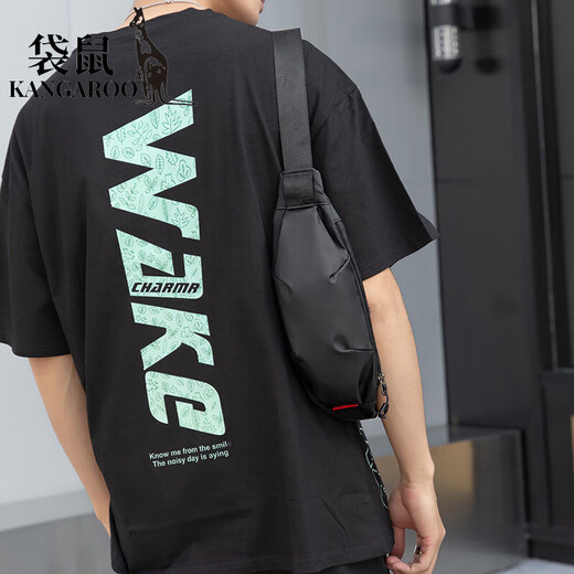Kangaroo (KANGAROO) mini waist bag men's single shoulder bag outdoor sports travel travel fashion ins chest bag mobile phone bag lightweight cross-body bag black