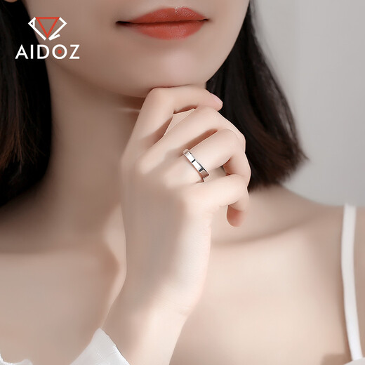 Aido Diamond Platinum Ring Couple Ring for Men and Women pt950 Platinum Smooth Solid Ring Ring Gift for Girlfriend Free Customized Engraving, Contact Customer Service for Details