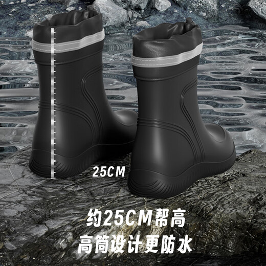 Botas de lluvia de mono de la boca grande botas de lluvia impermeables al aire libre para hombres zapatos de goma zapatos de agua resistentes al desgaste estilo de atar 40 [solo una talla más grande]