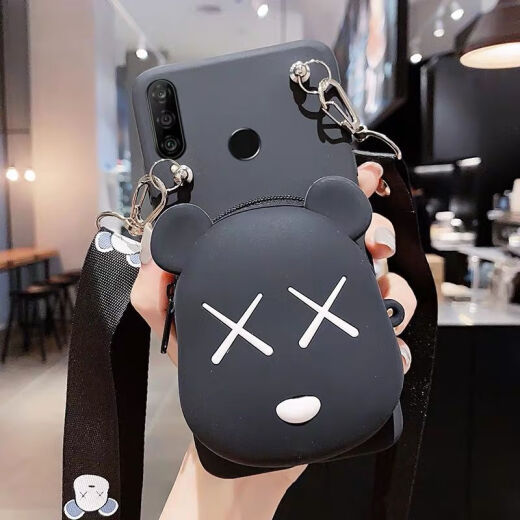 Mailu vivo/oppo/Apple/Huawei coin purse mobile phone case cartoon x27 crossbody strap r17 female model y97/x23 coin purse black big head violent bear + same style diagonal cross-rope photographed remarks mobile phone model