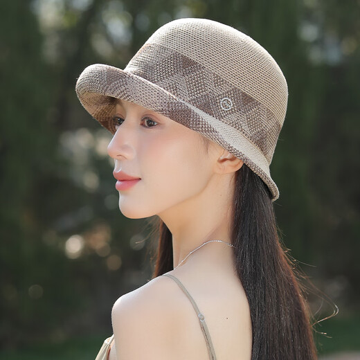 香雪羽秀太阳帽子女薄款夏季2025新款赫本风时尚礼帽百搭出游遮阳帽女防晒 米色 56-58cm
