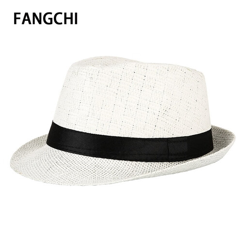 Fangchi-Hut Männer, mittleren und älteren Männer im Sommer koreanischer Papyrus atmungsaktiv und erfrischender Topper reisen gute Partner-Strohhut mit großer Größe großer Kopfumfang Dym-175 Meter Weiß L (58-60 cm)