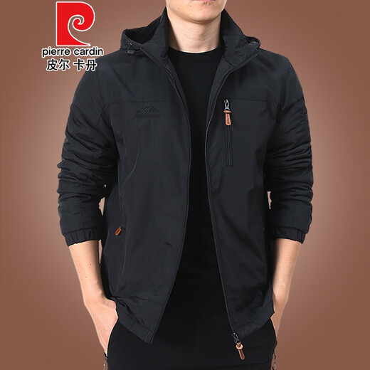 Pier Cardin Outdoor Men's Jacket Autumn and Winter 2020 New Middle-aged Men's Autumn Clothes Plus Fleece Jacket Men's Spring and Autumn Thick 9898 [Khaki] Add Thin Fleece Removable Cap 6XL 205Specifications (225Jin [Jin equals about 0.5 kg])