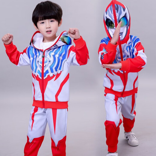 Blue Beanie children's clothing Ultraman Zero clothing spring and autumn boys' suits children's spring clothing Spider-Man little boy Superman costume Zeta three-piece set 130 size recommended height 120CM