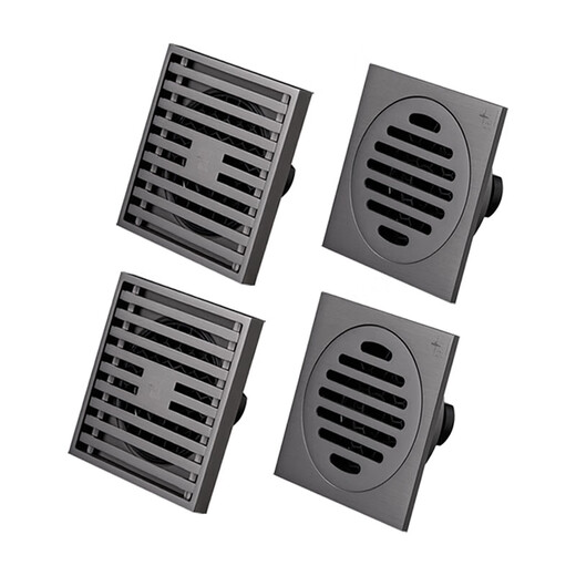 Submarine ultra-thin floor drain set gun gray anti-odor anti-return water floor drain 40 caliber 2 shower 2 dry