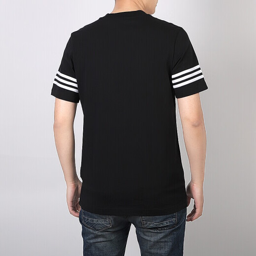 阿迪达斯 （adidas） 三叶草短袖T恤男士夏季运动服经典百搭舒适透气休闲圆领半袖 FM3897黑色 S