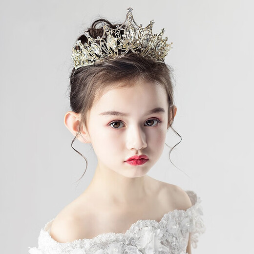 Little Kayi Qiang Детская корона головной убор Принцесса Девочки Кристалл Кристалл Голон Золотая замороженные девочки Украшение на день рождения 1 июня костюми
