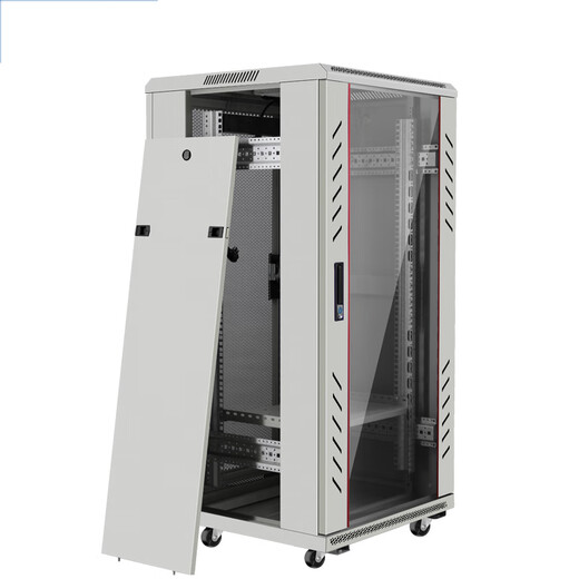 Tuteng Network Standard Computer Room Cabinet 22U Server Switch -Stromverstärker 600 Tiefe 600 Höhe 1250 mm grau und weiß RAL7035 Farbe TS.6622 Vorderglas Heck -Mesh -Tür vorne