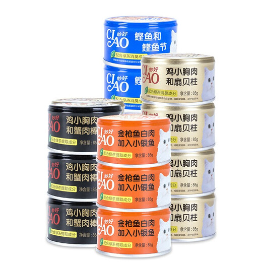 伊纳宝 妙好猫罐头主食罐头 宠物猫粮猫零食 猫湿粮成猫幼猫零食 两种混合口味85g*12罐