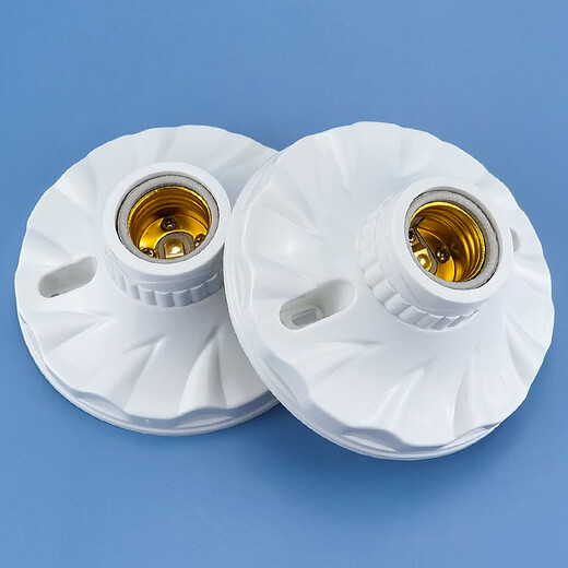 Hesdige E27 screw large base flame-retardant and high-temperature resistant lamp holder ceramic flat lamp holder hardware flat-mounted lamp holder for factory building 6 pieces/piece Beijing warehouse flash delivery JG-829