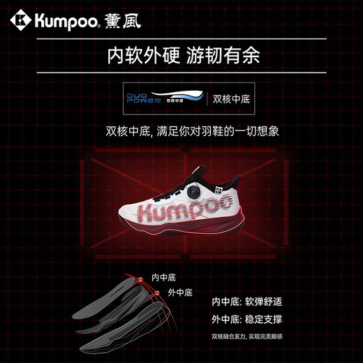 Xunfeng (Kumpoo) 2024 neue Badminton-Schuhe Houyi Pro atmungsaktives schockabsorbierende Sportschuhe für Männer und Frauenschuhe Xunfeng KH-G826S Houyi Pro [KHG826S] Black 35