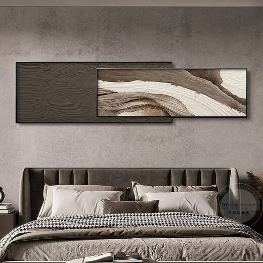 Huaixue modernes leichter Luxus abstrakter Hochleistungsbettbettbett-Wandbundzimmer im Wandgemälde überlagertes dekoratives Gemälde Kunstsofa Hintergrund Wandhänge HR1349 180*60/180*76 Öl Canvas Aluminiumlegierung schwarzer Rahmen