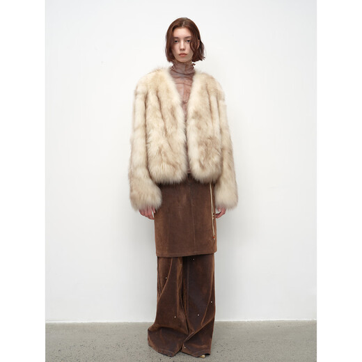 Fu Zhien Gone With the Wind Sagafurs Fro Fur Coat Women Mujeres hechas a mano Spray Smudge FURO CURCO DE PIRA V ARRielo Marrón M