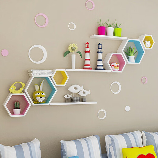 Baimuyuan wall storage rack wall-mounted TV background wall living room wall wall decoration rack punch-free shelf bedroom partition package J