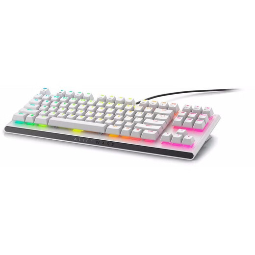 Alienware AW420K white TKL wired gaming keyboard mechanical keyboard cherry red shaft RGB lighting new style white RGB multi-color backlight, cherry red shaft