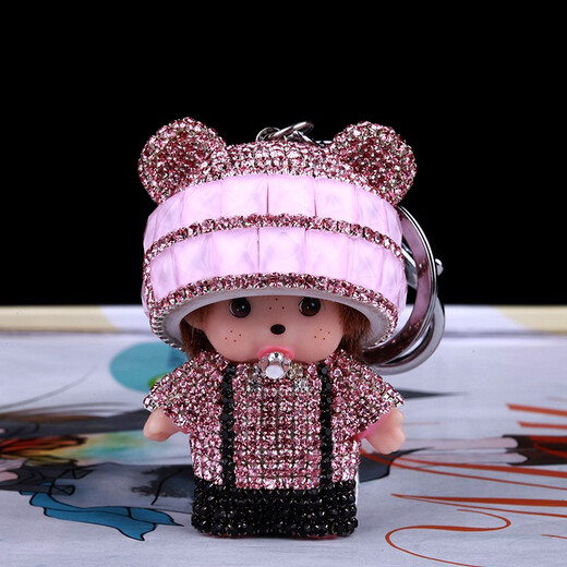 Shi Xiaohu Schlüsselkette für Frauen Diamond-Set Schlüsselkette Puppenwagen Key Ring Anhänger für Freundin Geburtstag Geschenktüte Hängende Dekoration Leidenschaftlich rotflüssiges Seilstil
