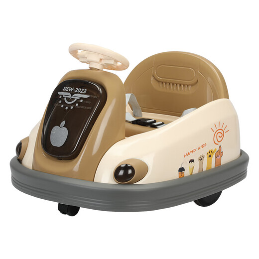 Qixuan Children's Electric Stoßfänger Auto, Baby-Spielzeugauto, kann mit Fernbedienung, Baby-Vierrad-Cartoon-Auto, Smart Orange Large Battery + Dual Drive + Fernbedienung + Bluetooth sitzen lassen