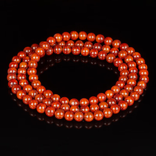 Xiyinfu natural Wasi old mineral material Liangshan Nanhong loose beads flame pattern round single bead agate bodhi bracelet cultural toy accessories diameter about 9mm/piece